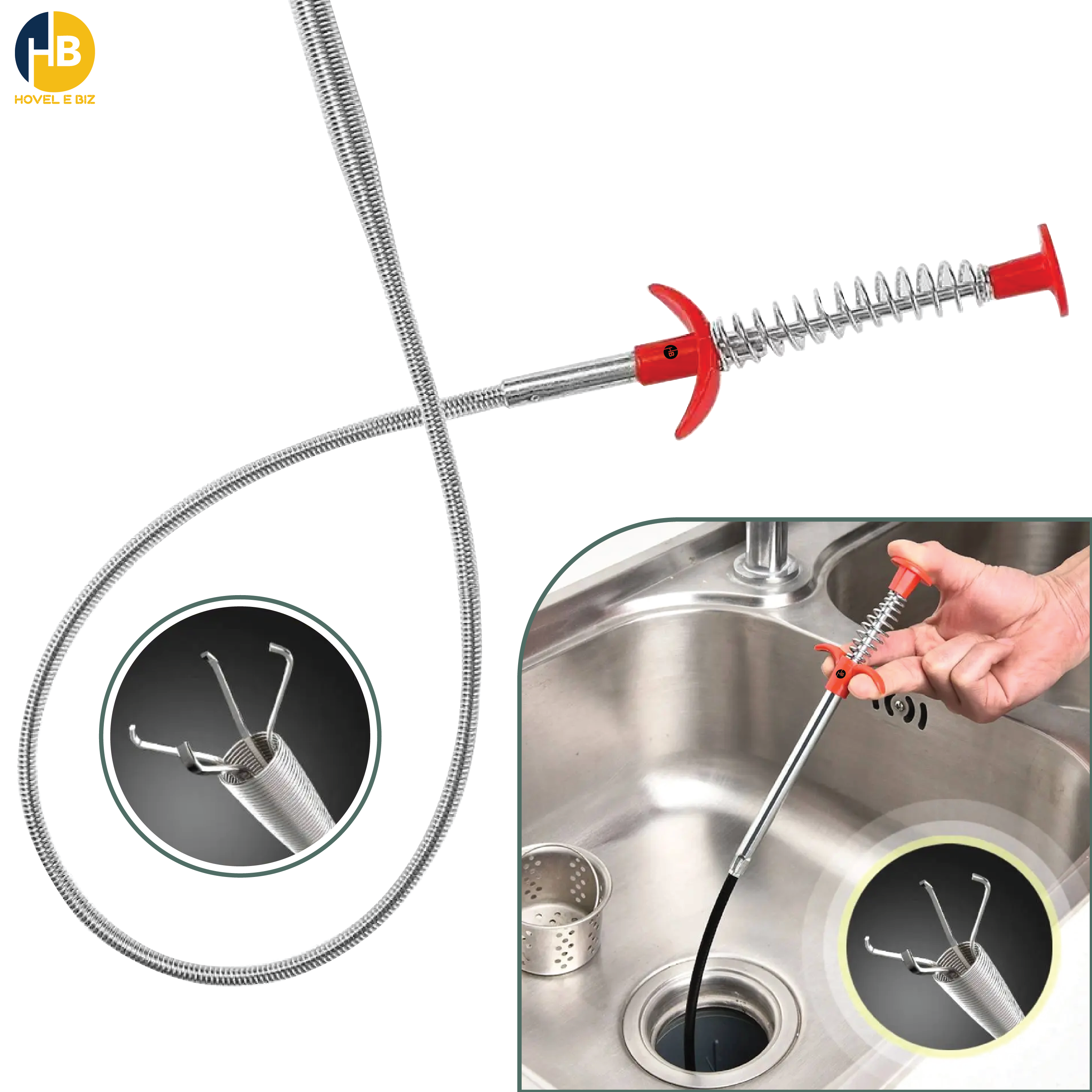 60cm Flexible Drain Cleaning Grabber Tool | Sewer Pipeline & Toilet Cleaner | Long Reach Claw Pickup Tool