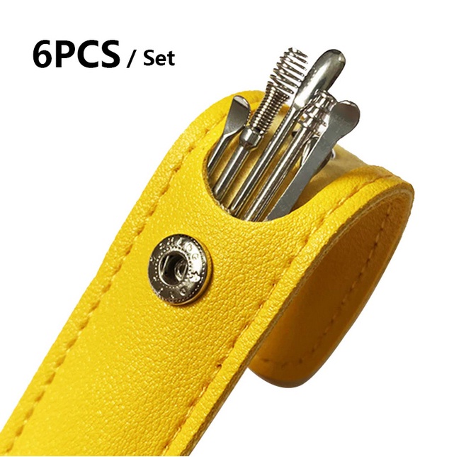 6pcs Ear Cleaning & Pick Set Portable Stainless Steel Set With Leather Case