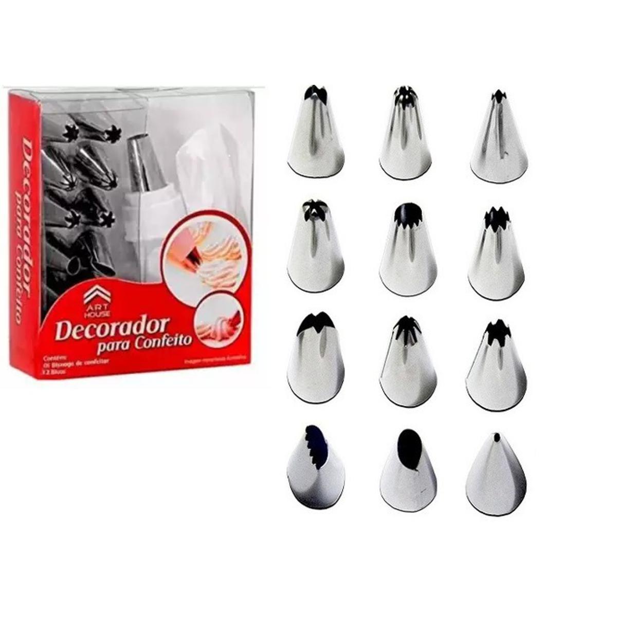 12 Pcs Cake Decorating Set | Stainless Steel Piping Nozzles & Icing Bag Set | Reusable Baking Tool