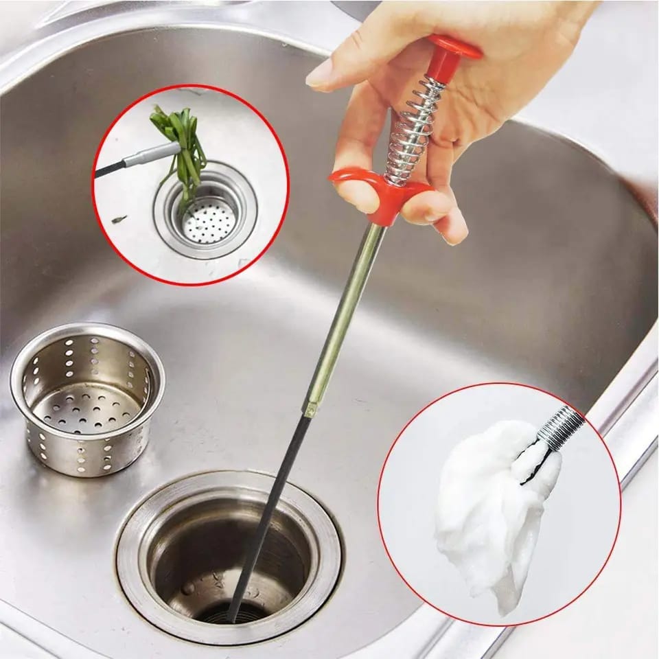 60cm Flexible Drain Cleaning Grabber Tool | Sewer Pipeline & Toilet Cleaner | Long Reach Claw Pickup Tool